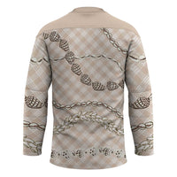 Beige Aloha Hawaii Shell Lei Hockey Jersey Palaka Hebrew Cone Honey Cowrie Elegant Curves - Polynesian Pride