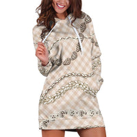 Beige Aloha Hawaii Shell Lei Hoodie Dress Palaka Hebrew Cone Honey Cowrie Elegant Curves LT14 Beige - Polynesian Pride