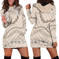 Beige Aloha Hawaii Shell Lei Hoodie Dress Palaka Hebrew Cone Honey Cowrie Elegant Curves LT14 - Polynesian Pride