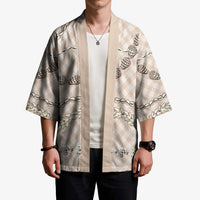 Beige Aloha Hawaii Shell Lei Kimono Palaka Hebrew Cone Honey Cowrie Elegant Curves - Polynesian Pride