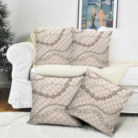Beige Aloha Hawaii Shell Lei Pillow Cover Palaka Hebrew Cone Honey Cowrie Elegant Curves - Polynesian Pride