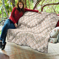 Beige Aloha Hawaii Shell Lei Quilt Palaka Hebrew Cone Honey Cowrie Elegant Curves - Polynesian Pride