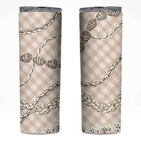 Beige Aloha Hawaii Shell Lei Skinny Tumbler Palaka Hebrew Cone Honey Cowrie Elegant Curves LT14 Beige - Polynesian Pride