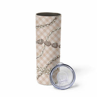 Beige Aloha Hawaii Shell Lei Skinny Tumbler Palaka Hebrew Cone Honey Cowrie Elegant Curves LT14 - Polynesian Pride