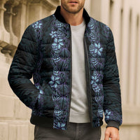 Purple Paradise Hawaii Shell Lei Bomber Puffer Jacket Hawaiian Sunrise Shell Hebrew Cone Plumeria - Polynesian Pride