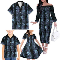 Purple Paradise Hawaii Shell Lei Family Matching Off The Shoulder Long Sleeve Dress and Hawaiian Shirt Hawaiian Sunrise Shell Hebrew Cone Plumeria LT14 - Polynesian Pride