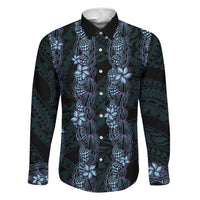 Purple Paradise Hawaii Shell Lei Family Matching Summer Maxi Dress and Hawaiian Shirt Hawaiian Sunrise Shell Hebrew Cone Plumeria LT14 Dad's Shirt - Long Sleeve Purple - Polynesian Pride