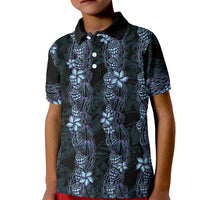 Purple Paradise Hawaii Shell Lei Kid Polo Shirt Hawaiian Sunrise Shell Hebrew Cone Plumeria - Polynesian Pride