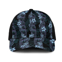 Purple Paradise Hawaii Shell Lei Mesh Trucker Cap Hawaiian Sunrise Shell Hebrew Cone Plumeria - Polynesian Pride