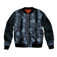Purple Paradise Hawaii Shell Lei Sleeve Zip Bomber Jacket Hawaiian Sunrise Shell Hebrew Cone Plumeria - Polynesian Pride