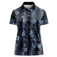 Purple Paradise Hawaii Shell Lei Women Polo Shirt Hawaiian Sunrise Shell Hebrew Cone Plumeria LT14 Female Purple - Polynesian Pride