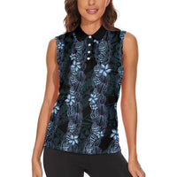 Purple Paradise Hawaii Shell Lei Women Sleeveless Polo Shirt Hawaiian Sunrise Shell Hebrew Cone Plumeria LT14 - Polynesian Pride