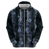 Purple Paradise Hawaii Shell Lei Zip Hoodie Hawaiian Sunrise Shell Hebrew Cone Plumeria - Polynesian Pride