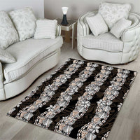 Black and Beige Hawaii Shell Lei Area Rug Hawaiian Sunrise Shell Hebrew Cone Plumeria - Polynesian Pride