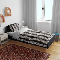Black and Beige Hawaii Shell Lei Bedding Set Hawaiian Sunrise Shell Hebrew Cone Plumeria - Polynesian Pride