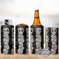 Black and Beige Hawaii Shell Lei 4 in 1 Can Cooler Tumbler Hawaiian Sunrise Shell Hebrew Cone Plumeria - Polynesian Pride