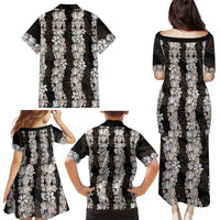 Black and Beige Hawaii Shell Lei Family Matching Puletasi and Hawaiian Shirt Hawaiian Sunrise Shell Hebrew Cone Plumeria LT14 - Polynesian Pride