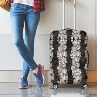 Black and Beige Hawaii Shell Lei Luggage Cover Hawaiian Sunrise Shell Hebrew Cone Plumeria - Polynesian Pride