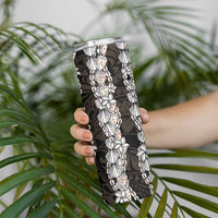 Black and Beige Hawaii Shell Lei Skinny Tumbler Hawaiian Sunrise Shell Hebrew Cone Plumeria LT14 - Polynesian Pride