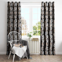 Black and Beige Hawaii Shell Lei Window Curtain Hawaiian Sunrise Shell Hebrew Cone Plumeria - Polynesian Pride
