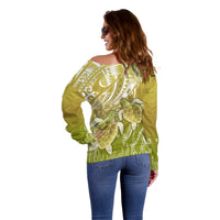 Polynesia Sea Turtle Off Shoulder Sweater Happy Valentine Day Polynesian - Gold LT14 - Polynesian Pride