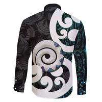 Aotearoa Koru Family Matching Tank Maxi Dress and Hawaiian Shirt Cyan Maori Paua Shell Mix Silver Fern LT14 - Polynesian Pride
