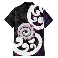 Aotearoa Koru Family Matching Off The Shoulder Long Sleeve Dress and Hawaiian Shirt Purple Maori Paua Shell Mix Silver Fern LT14 - Polynesian Pride