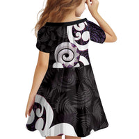Aotearoa Koru Family Matching Off Shoulder Short Dress and Hawaiian Shirt Purple Maori Paua Shell Mix Silver Fern LT14 - Polynesian Pride