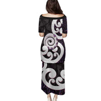 Aotearoa Koru Family Matching Puletasi and Hawaiian Shirt Purple Maori Paua Shell Mix Silver Fern LT14 - Polynesian Pride