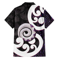 Aotearoa Koru Family Matching Short Sleeve Bodycon Dress and Hawaiian Shirt Purple Maori Paua Shell Mix Silver Fern LT14 - Polynesian Pride