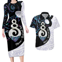 Aotearoa Pikorua Couples Matching Long Sleeve Bodycon Dress and Hawaiian Shirt NZ Twist - Bond And Love LT14 White - Polynesian Pride