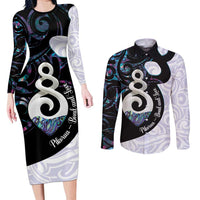 Aotearoa Pikorua Couples Matching Long Sleeve Bodycon Dress and Long Sleeve Button Shirt NZ Twist - Bond And Love LT14 White - Polynesian Pride