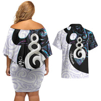 Aotearoa Pikorua Couples Matching Off Shoulder Short Dress and Hawaiian Shirt NZ Twist - Bond And Love LT14 - Polynesian Pride