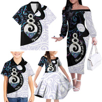 Aotearoa Pikorua Family Matching Off The Shoulder Long Sleeve Dress and Hawaiian Shirt NZ Twist - Bond And Love LT14 - Polynesian Pride