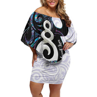 Aotearoa Pikorua Family Matching Off Shoulder Short Dress and Hawaiian Shirt NZ Twist - Bond And Love LT14 Mom's Dress White - Polynesian Pride