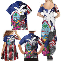 United States Guam Family Matching Summer Maxi Dress and Hawaiian Shirt USA Eagle Guahan Seal Bougainvillea LT14 - Polynesian Pride