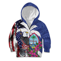 United States Guam Kid Hoodie USA Eagle Guahan Seal Bougainvillea LT14 Zip Hoodie Blue - Polynesian Pride