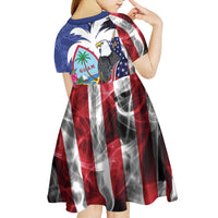 United States Guam Kid Short Sleeve Dress USA Eagle Guahan Seal Bougainvillea LT14 - Polynesian Pride