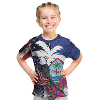 United States Guam Kid T Shirt USA Eagle Guahan Seal Bougainvillea LT14 Blue - Polynesian Pride