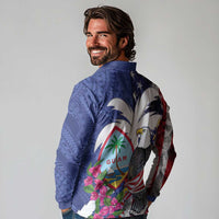 United States Guam Long Sleeve Polo Shirt USA Eagle Guahan Seal Bougainvillea LT14 - Polynesian Pride