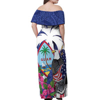 United States Guam Off Shoulder Maxi Dress USA Eagle Guahan Seal Bougainvillea LT14 - Polynesian Pride