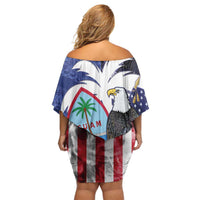 United States Guam Off Shoulder Short Dress USA Eagle Guahan Seal Bougainvillea LT14 - Polynesian Pride