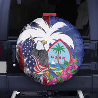 United States Guam Spare Tire Cover USA Eagle Guahan Seal Bougainvillea LT14 No hole Blue - Polynesian Pride