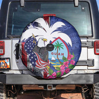 United States Guam Spare Tire Cover USA Eagle Guahan Seal Bougainvillea LT14 Blue - Polynesian Pride