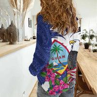 United States Guam Women Casual Shirt USA Eagle Guahan Seal Bougainvillea LT14 - Polynesian Pride