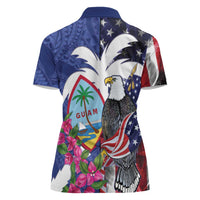United States Guam Women Polo Shirt USA Eagle Guahan Seal Bougainvillea LT14 - Polynesian Pride