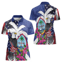 United States Guam Women Polo Shirt USA Eagle Guahan Seal Bougainvillea LT14 - Polynesian Pride