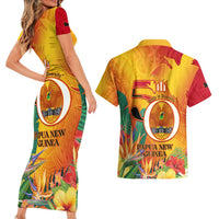 Papua New Guinea Independence Day Couples Matching Short Sleeve Bodycon Dress and Hawaiian Shirt 50th Anniversary Unity in Diversity LT14 - Polynesian Pride