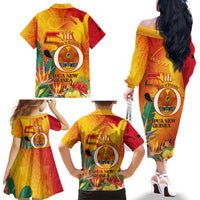 Papua New Guinea Independence Day Family Matching Off The Shoulder Long Sleeve Dress and Hawaiian Shirt 50th Anniversary Unity in Diversity LT14 - Polynesian Pride