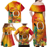 Papua New Guinea Independence Day Family Matching Off Shoulder Maxi Dress and Hawaiian Shirt 50th Anniversary Unity in Diversity LT14 - Polynesian Pride